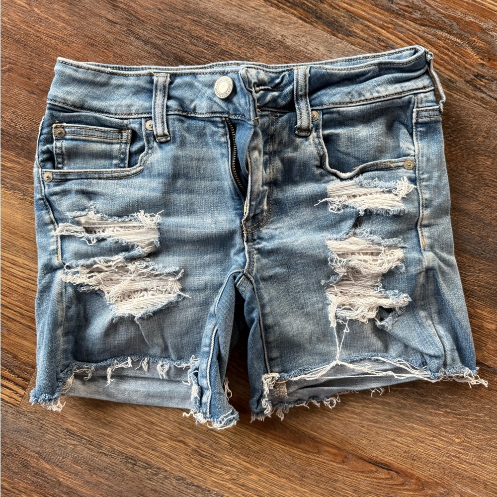 American Eagle Outfitters Ripped Blue Jean Shorts
